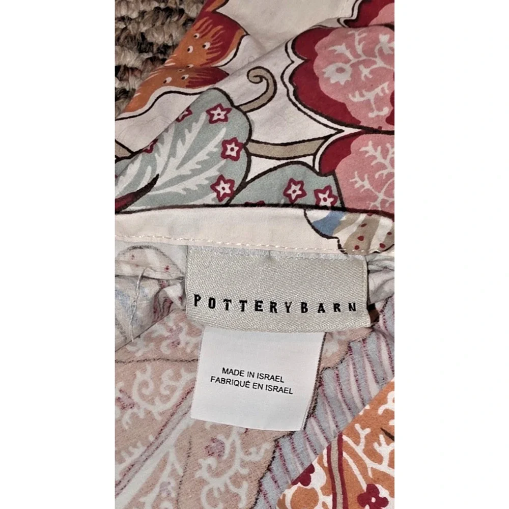 Pottery Barn Paisley Medallion Euro Pillow Sham Organic Cotton 28x28 Cottagecore